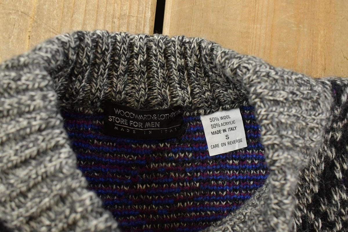 Vintage 1990s Abstract Wool Knit Crewneck Sweater Men's Small from propervintagecanada