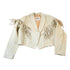 Vintage 1990s Adler Beige Suede LeatherFringe Jacket Women&