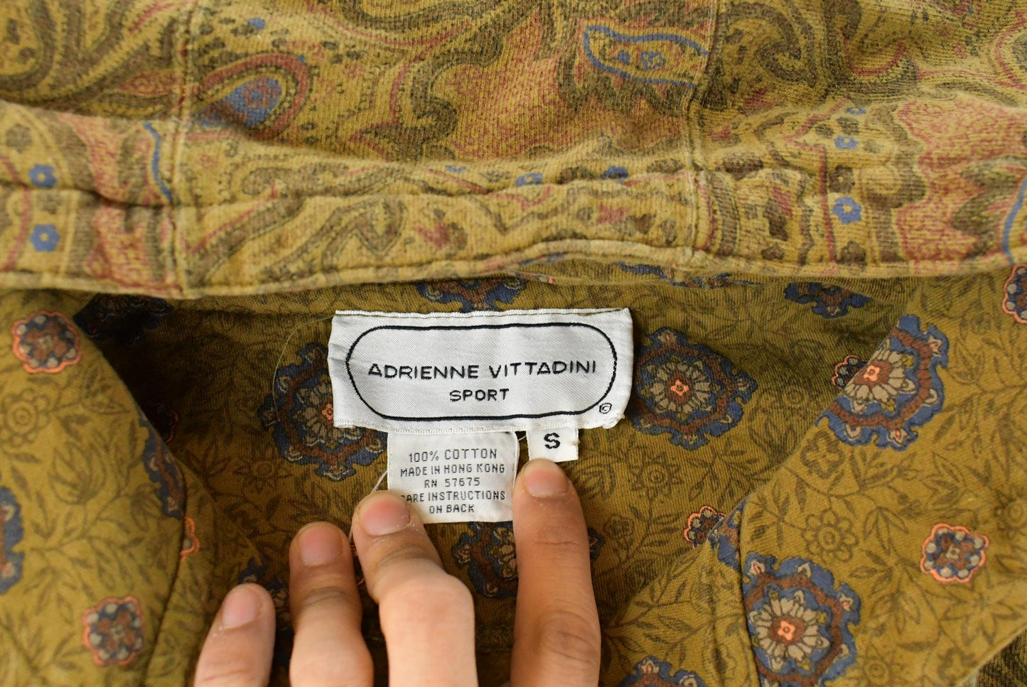 Vintage 1990s Adrienne Vittadini Paisley Hoodie Sweatshirt Men's XL from propervintagecanada
