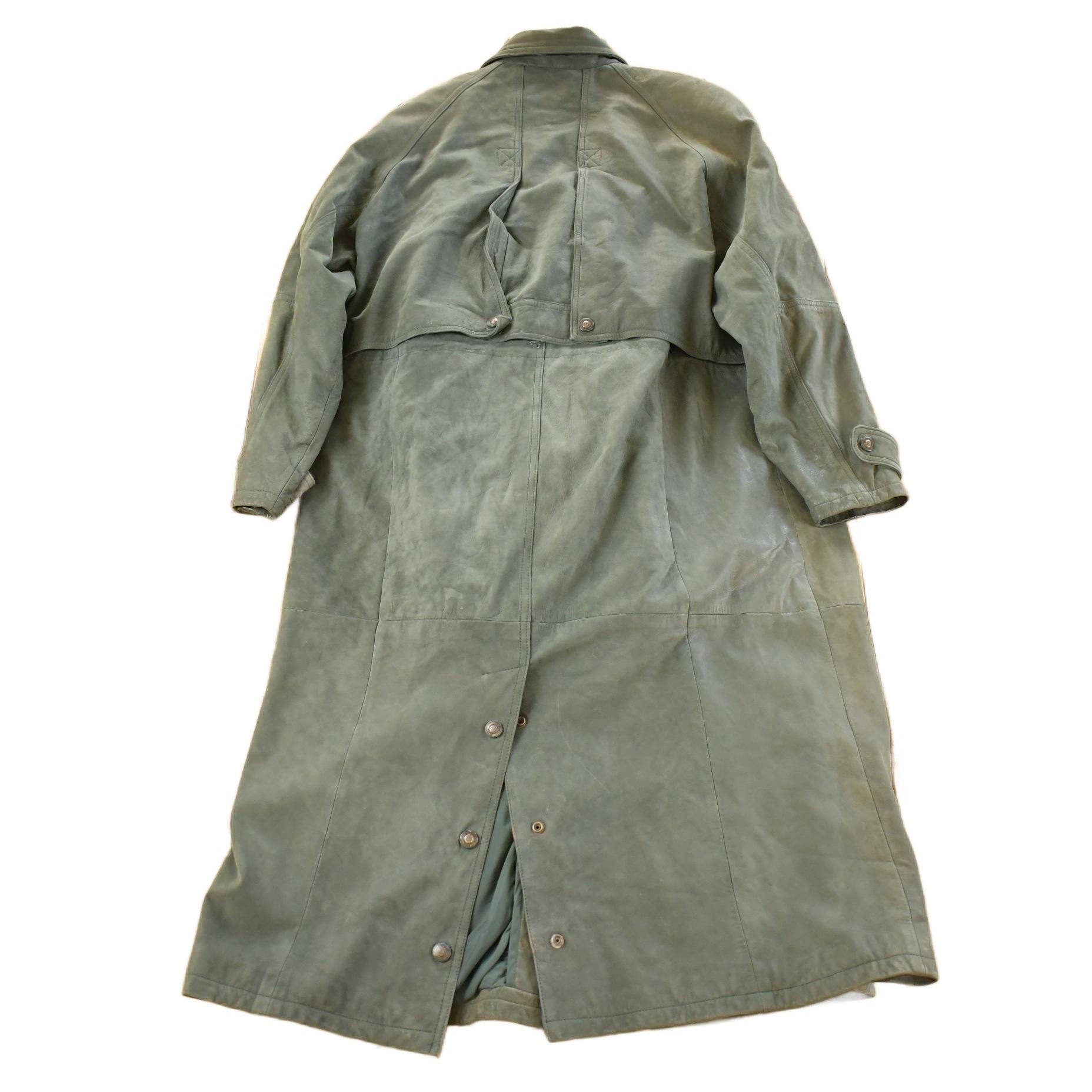 Vintage 1990s Adventure Bound Leather Trench Coat Men's Large Vintage 1990s Adventure Bound Leather Trench Coat Men's Large
