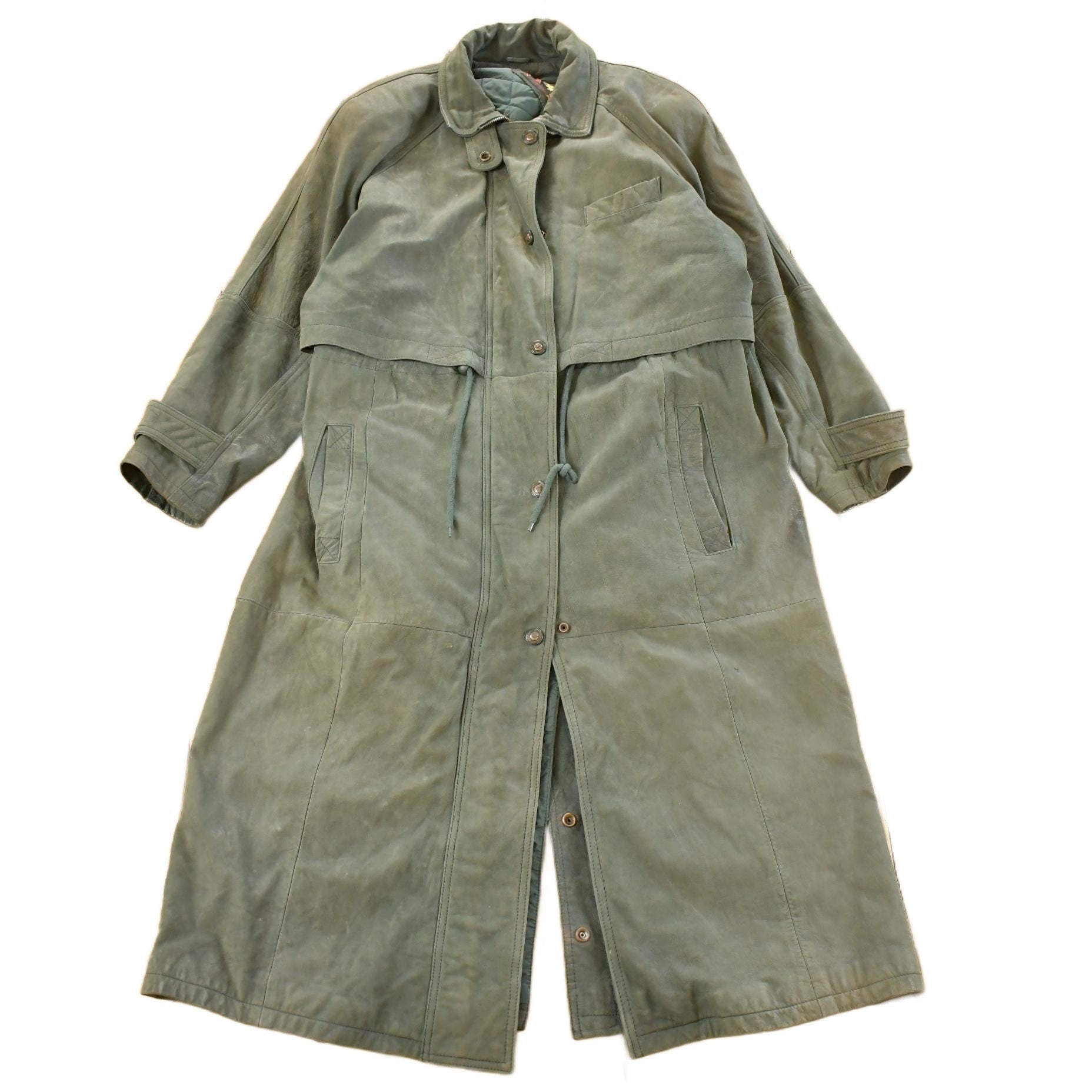 Vintage 1990s Adventure Bound Leather Trench Coat Men's Large from propervintagecanada