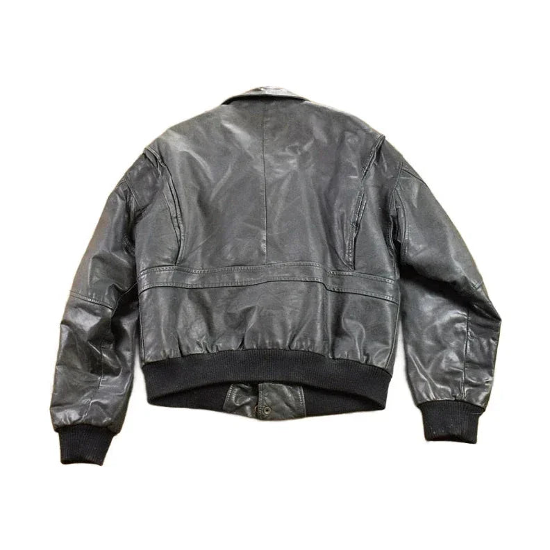 Vintage 1990s Aeropostale Olde Hide House Leather Bomber Jacket Men's Large from propervintagecanada