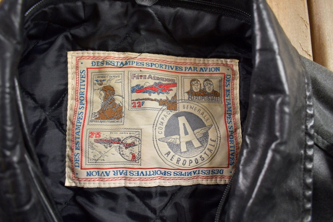 Vintage 1990s Aeropostale Olde Hide House Leather Bomber Jacket Men's Large from propervintagecanada