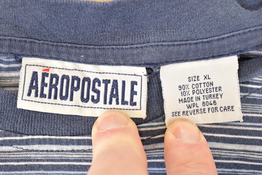 Vintage 1990s Aeropostale Skateboarding Striped Grunge T-Shirt Men's L / Destination Shirt / 90s Single Stitch Graphic Tee / Made in USA from propervintagecanada