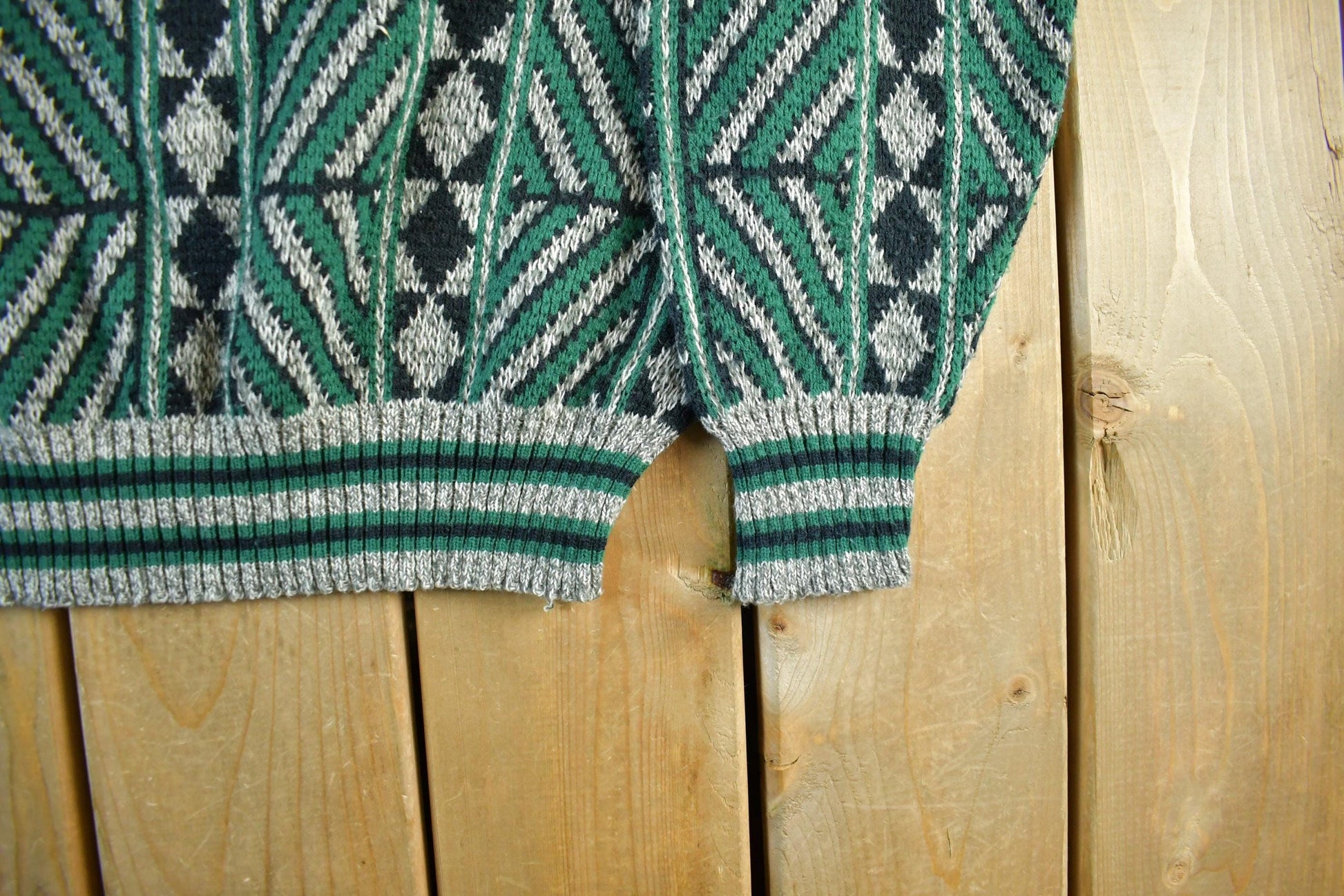 Vintage 1990s Aigner Knit Abstract Pattern Crewneck Sweater Men's Large from propervintagecanada