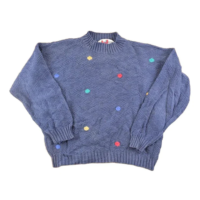 Vintage 1990s AJ Brandon Abstract Chunky Knit Crewneck Sweater Mens L / Abstract Pattern 3D Knitted Sweatshirt from propervintagecanada