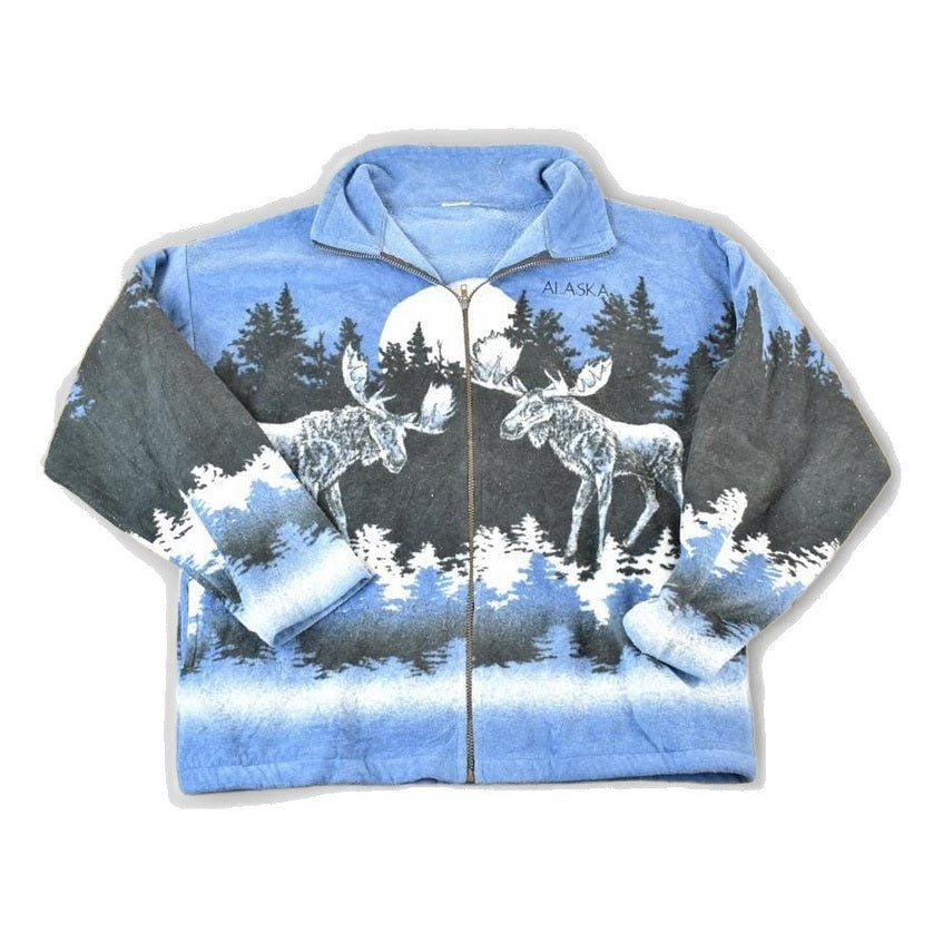 Vintage 1990s Alaska AOP Moose Fleece Outdoorsman Sweater Mens XXL from propervintagecanada