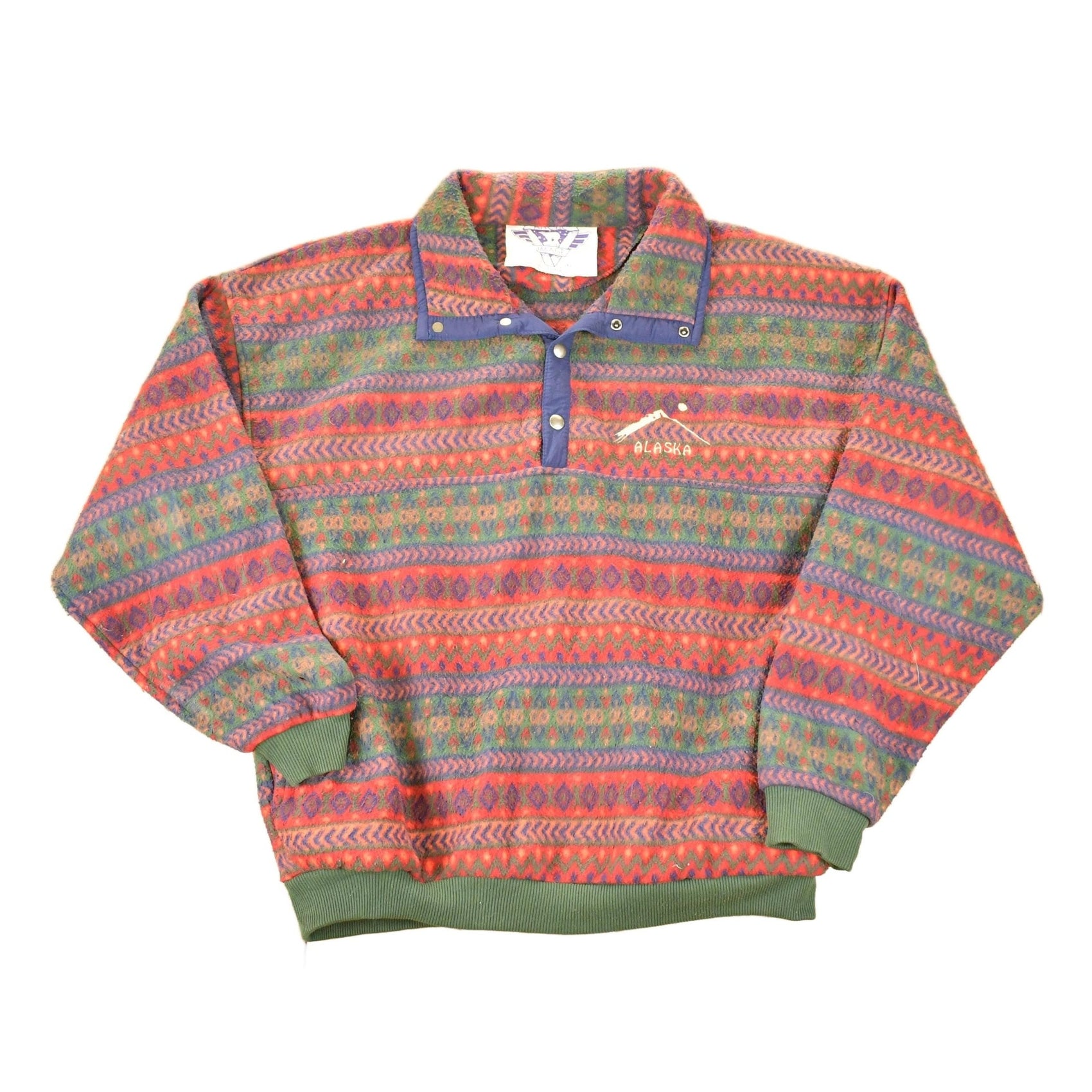 Vintage 1990s Alaska Arctic Image Fleece Outdoorsman Quarter Button Holiday Sweater Men's XL from propervintagecanada