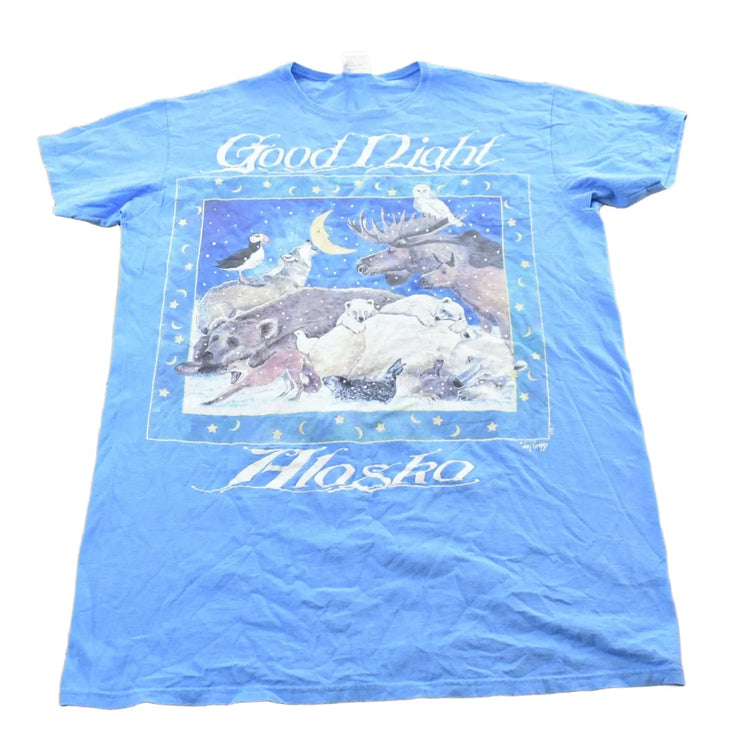 Vintage 1990s Alaska Good Night Souvenir Animals Sleep T-Shirt Mens XL from propervintagecanada