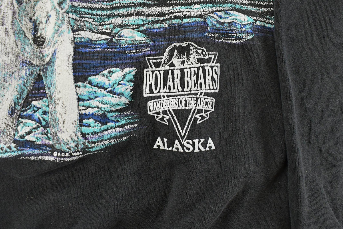 Vintage 1990s Alaska Polar Bears Graphic Print AOP Crewneck Sweatshirt Mens L from propervintagecanada