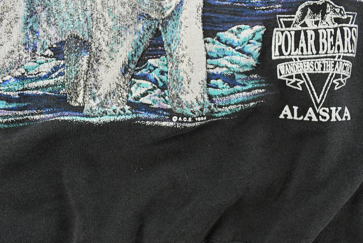 Vintage 1990s Alaska Polar Bears Graphic Print AOP Crewneck Sweatshirt Mens L from propervintagecanada