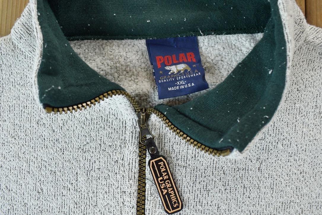 Vintage 1990s Alaska Quarter Zip Crewneck Sweatshirt Made In USA Men's XL from propervintagecanada