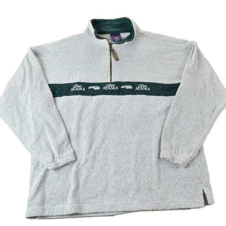 Vintage 1990s Alaska Quarter Zip Crewneck Sweatshirt Made In USA Men's XL from propervintagecanada