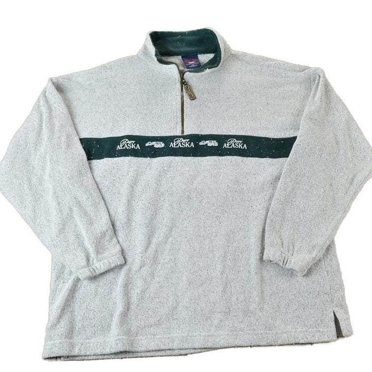 Vintage 1990s Alaska Quarter Zip Crewneck Sweatshirt Made In USA Men's XL from propervintagecanada