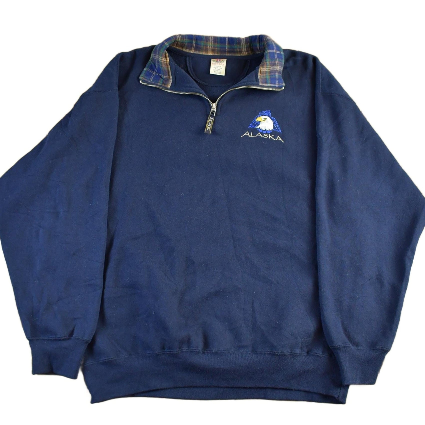 Vintage 1990s Alaska Travel Quarter Zip Sweatshirt Men's XL from propervintagecanada