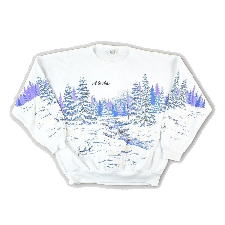 Vintage 1990s Alaska Wilderness AOP Crewneck Sweatshirt Mens 2XL from propervintagecanada