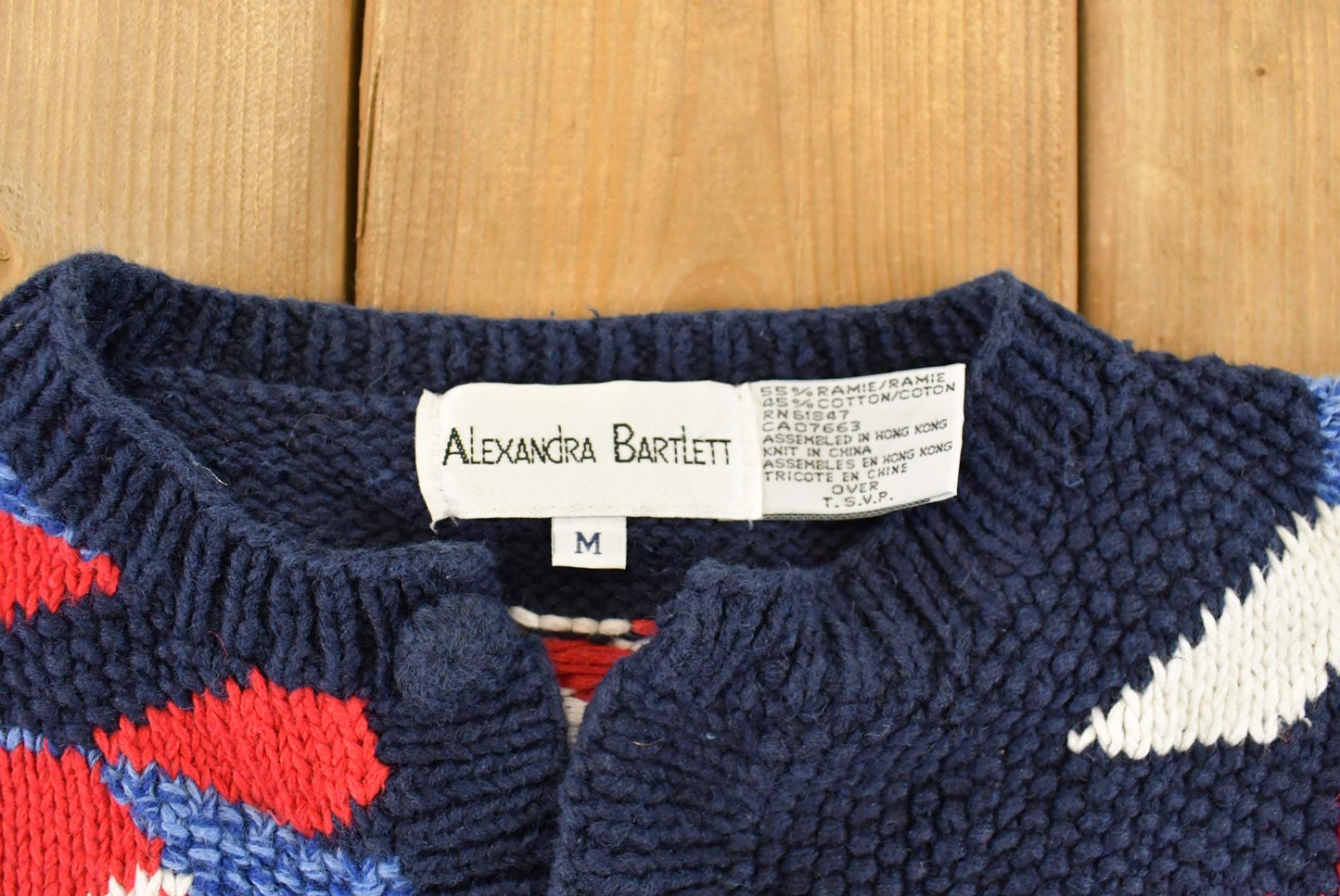 Vintage 1990s Alexandra Bartlett Grandma All Over Print Knit Cardigan Sweater Women's M from propervintagecanada