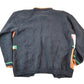 Vintage 1990s Alexandra Bartlett Halloween All Over Print Chunky Knit Abstract Pattern Cardigan Sweater Women's L from propervintagecanada