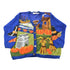 Vintage 1990s Alexandra Bartlett Thanksgiving Autumn AOP Heavy Knit Cardigan Sweater Women&