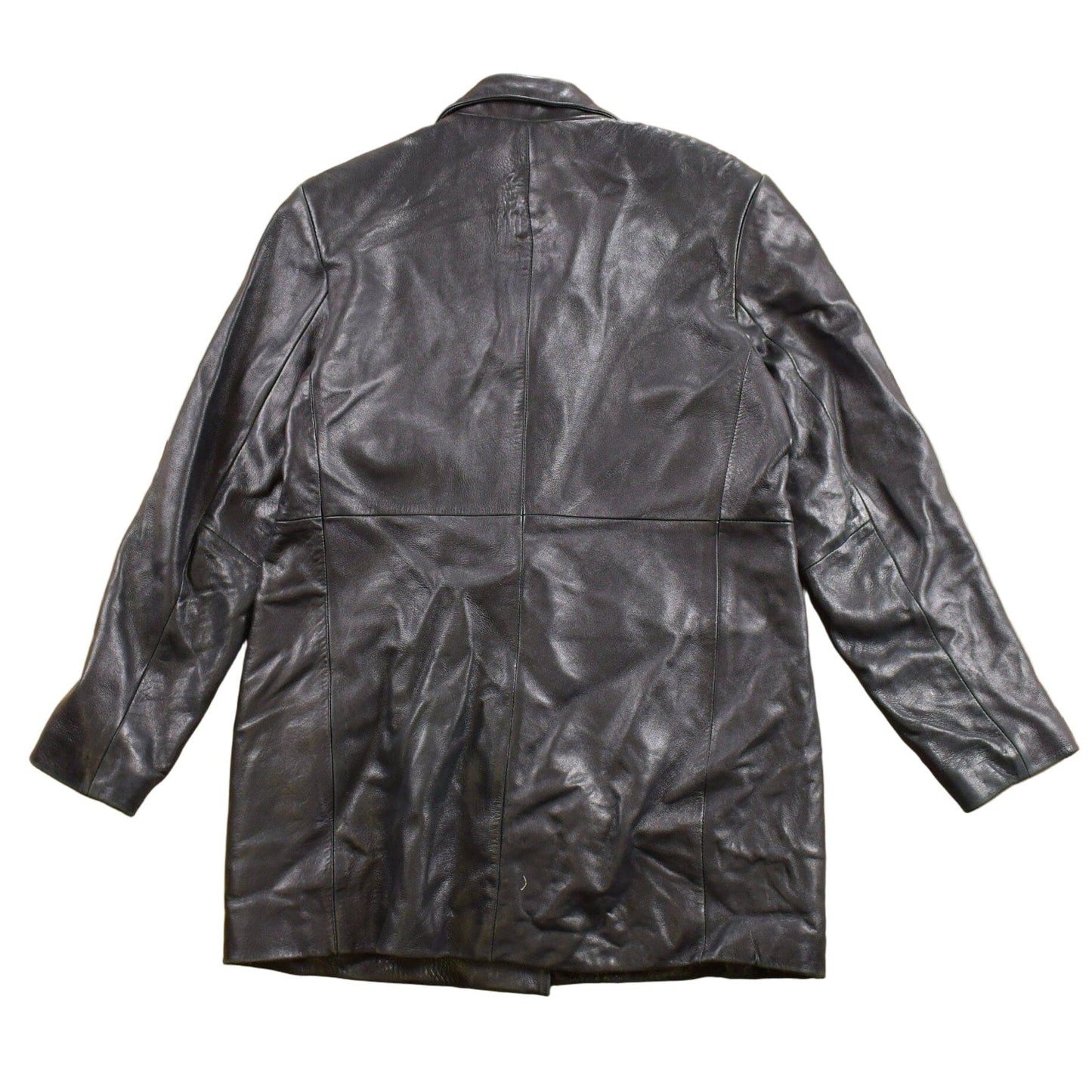 Vintage 1990s Alfani Full Length Black Leather Trench Coat Men's Large from propervintagecanada