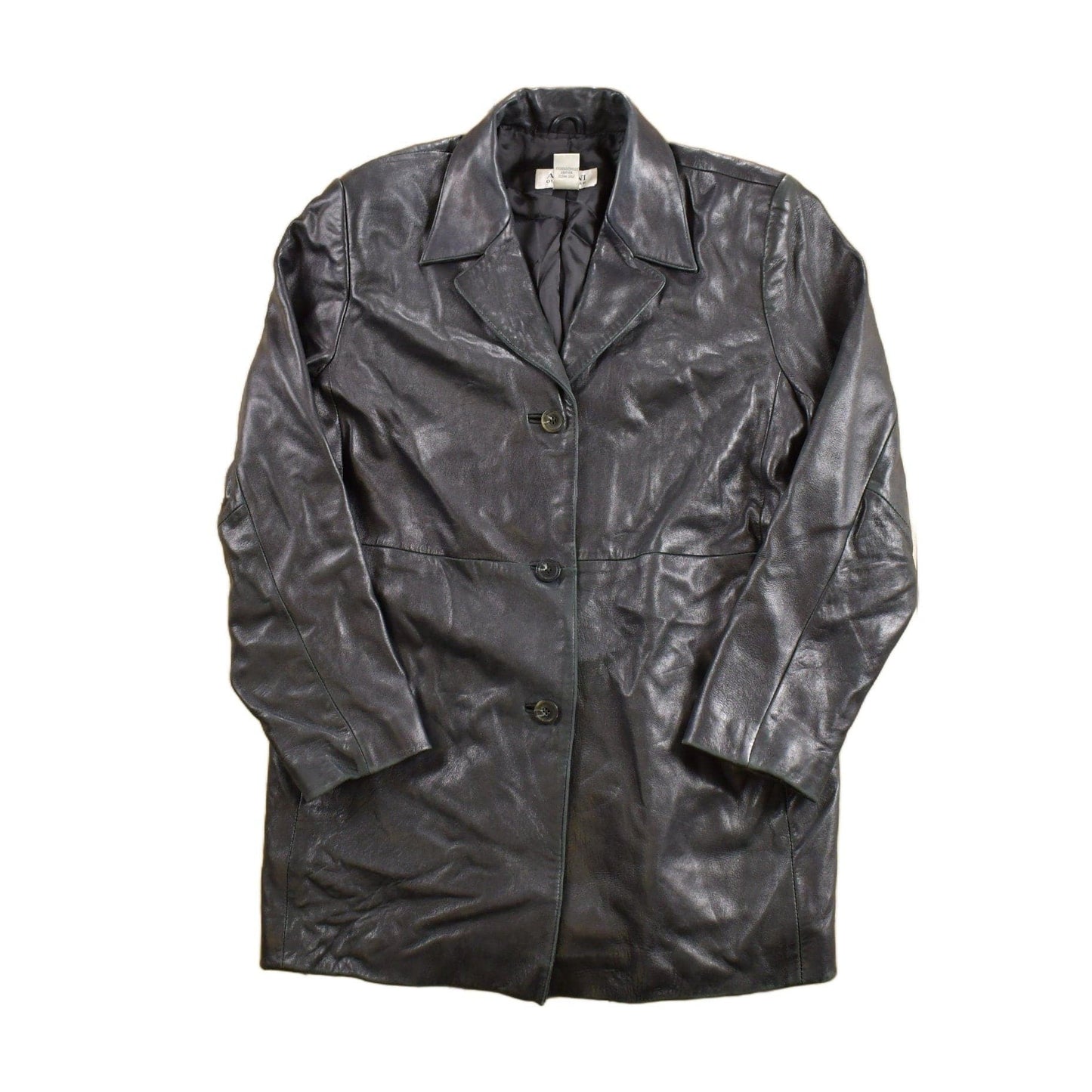 Vintage 1990s Alfani Full Length Black Leather Trench Coat Men's Large from propervintagecanada