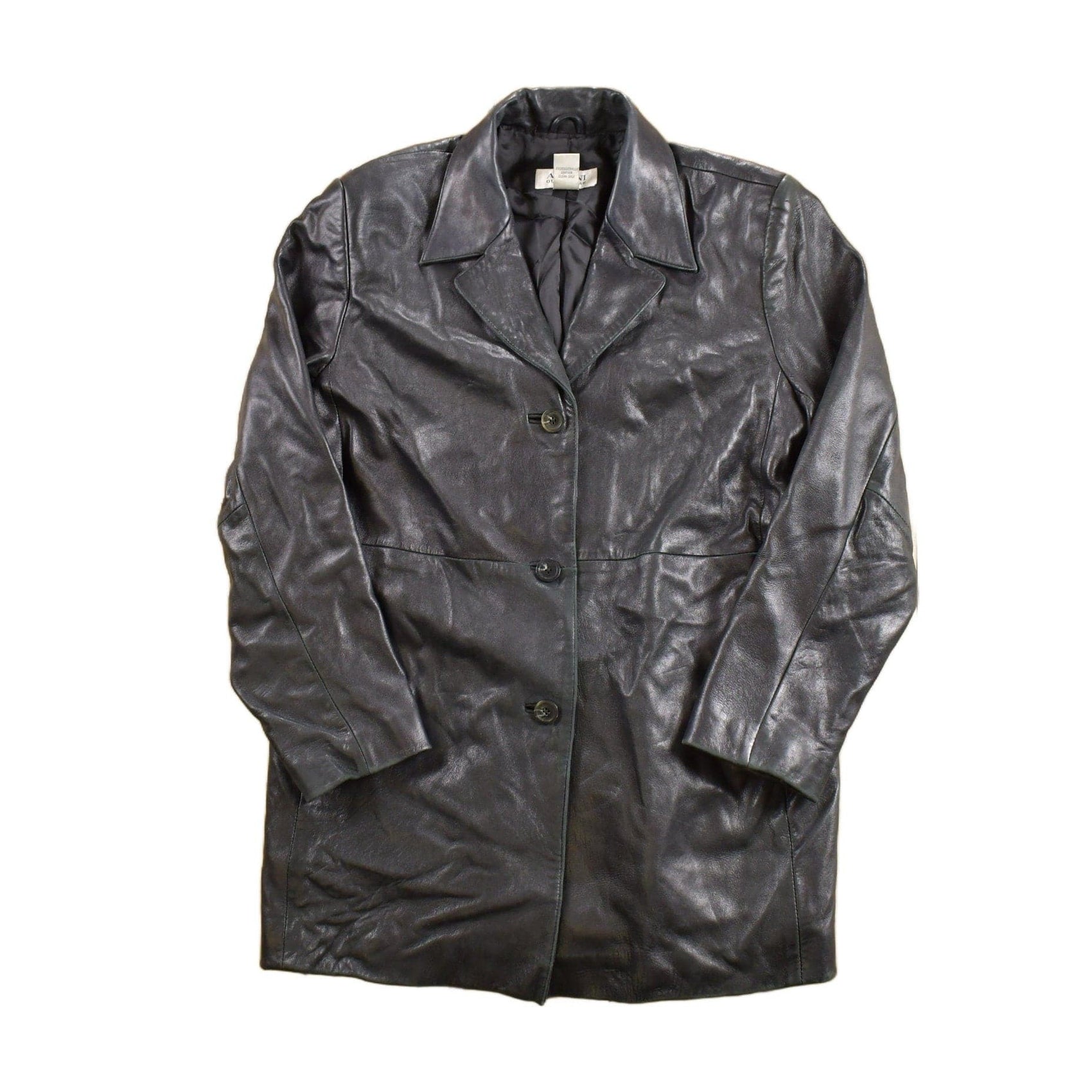 Vintage 1990s Alfani Full Length Black Leather Trench Coat Men's Large from propervintagecanada