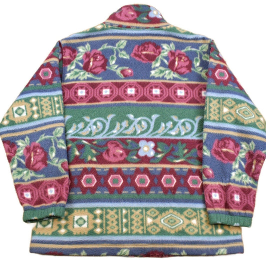 Vintage 1990s Alfred Dunner Abstract Pattern Graphic Fleece Zip Up Sweater Men's Small from propervintagecanada