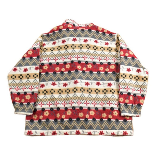 Vintage 1990s Alfred Dunner Abstract Pattern Graphic Fleece Zip Up Sweater Men's XL from propervintagecanada