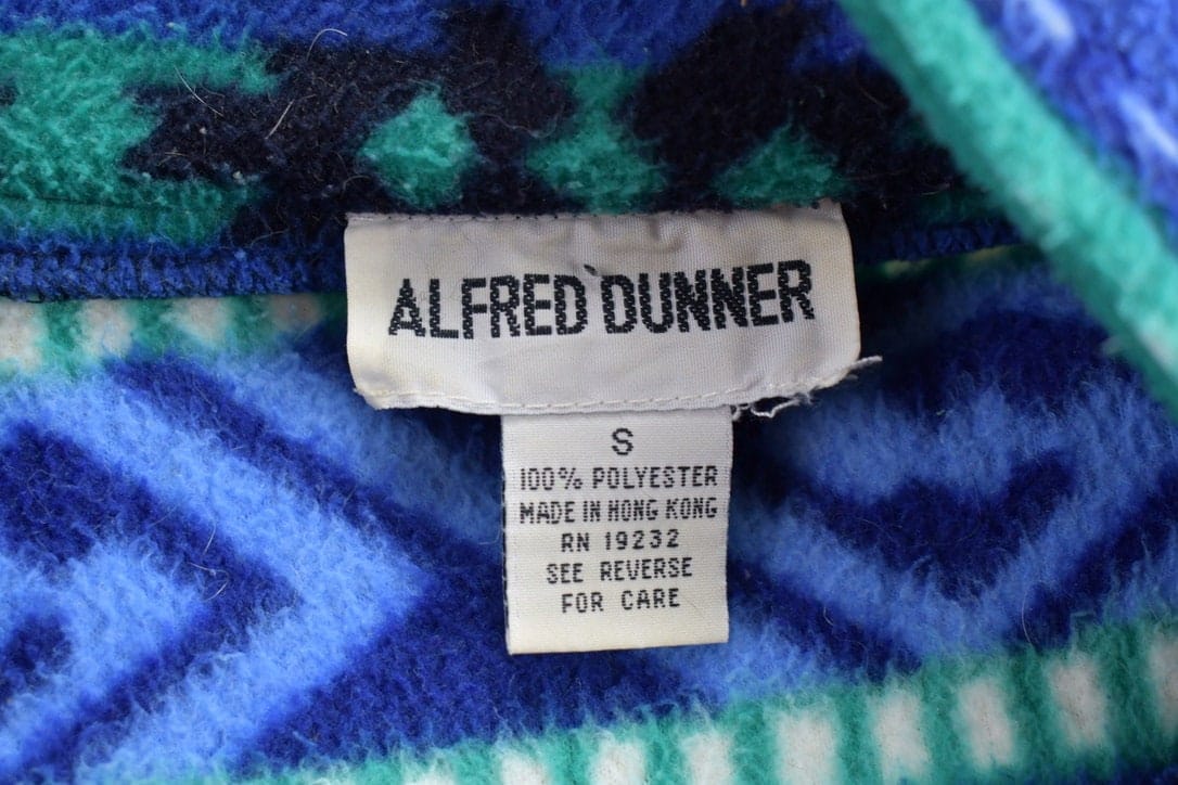 Vintage 1990s Alfred Dunner Abstract Patterned Zip Up Fleece Sweater Men's Medium from propervintagecanada