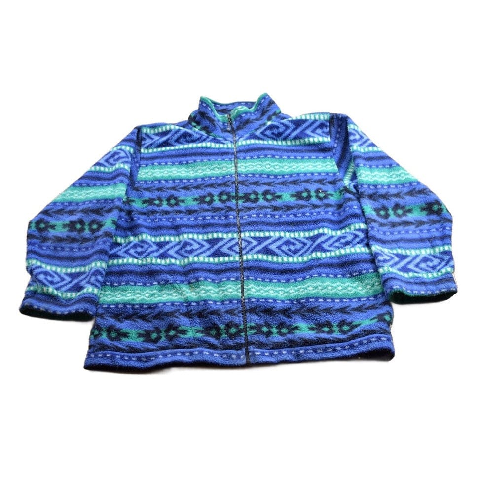 Vintage 1990s Alfred Dunner Abstract Patterned Zip Up Fleece Sweater Men's Medium from propervintagecanada