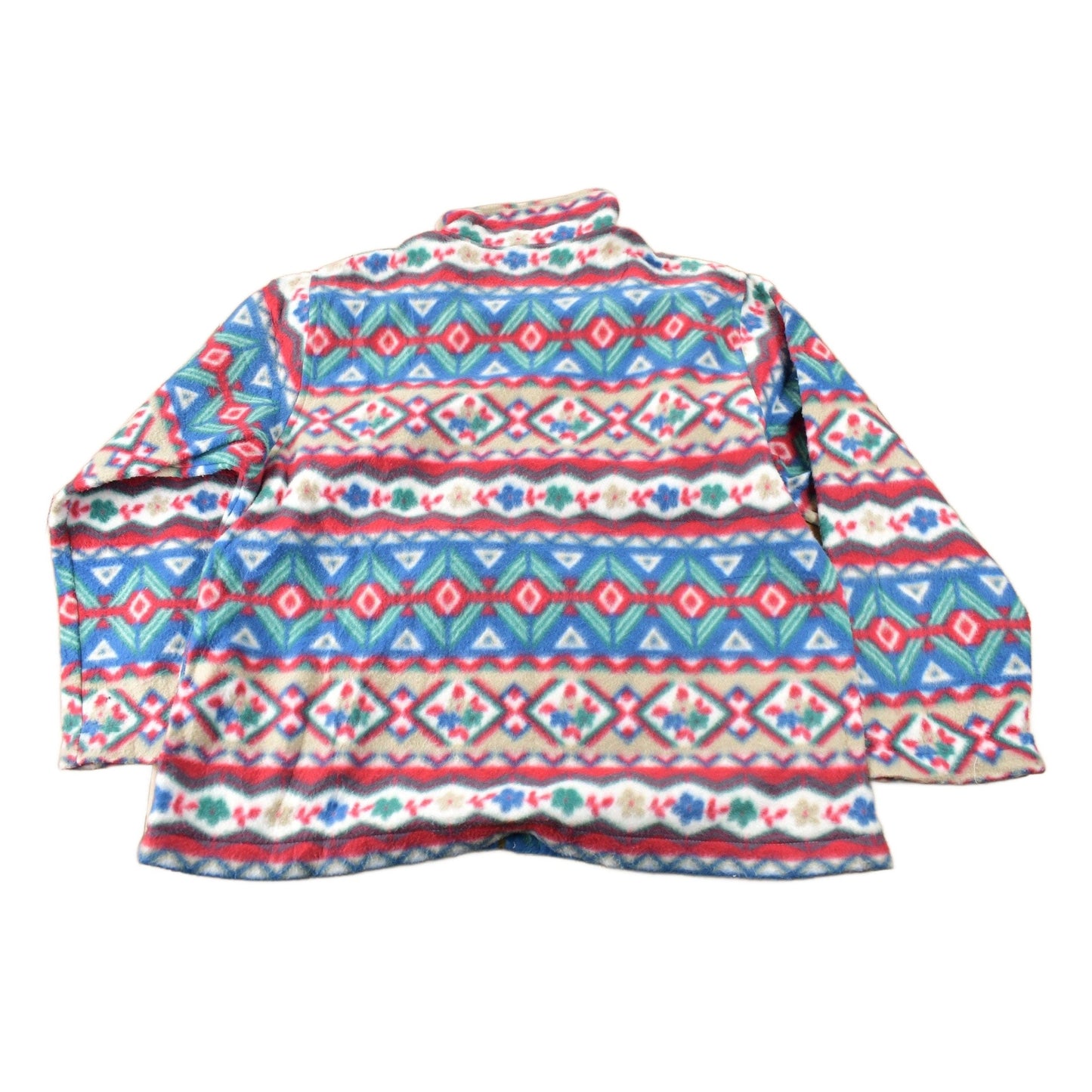 Vintage 1990s Alfred Dunner All Over Print Zip Up Fleece Sweater Size Woman's Medium from propervintagecanada