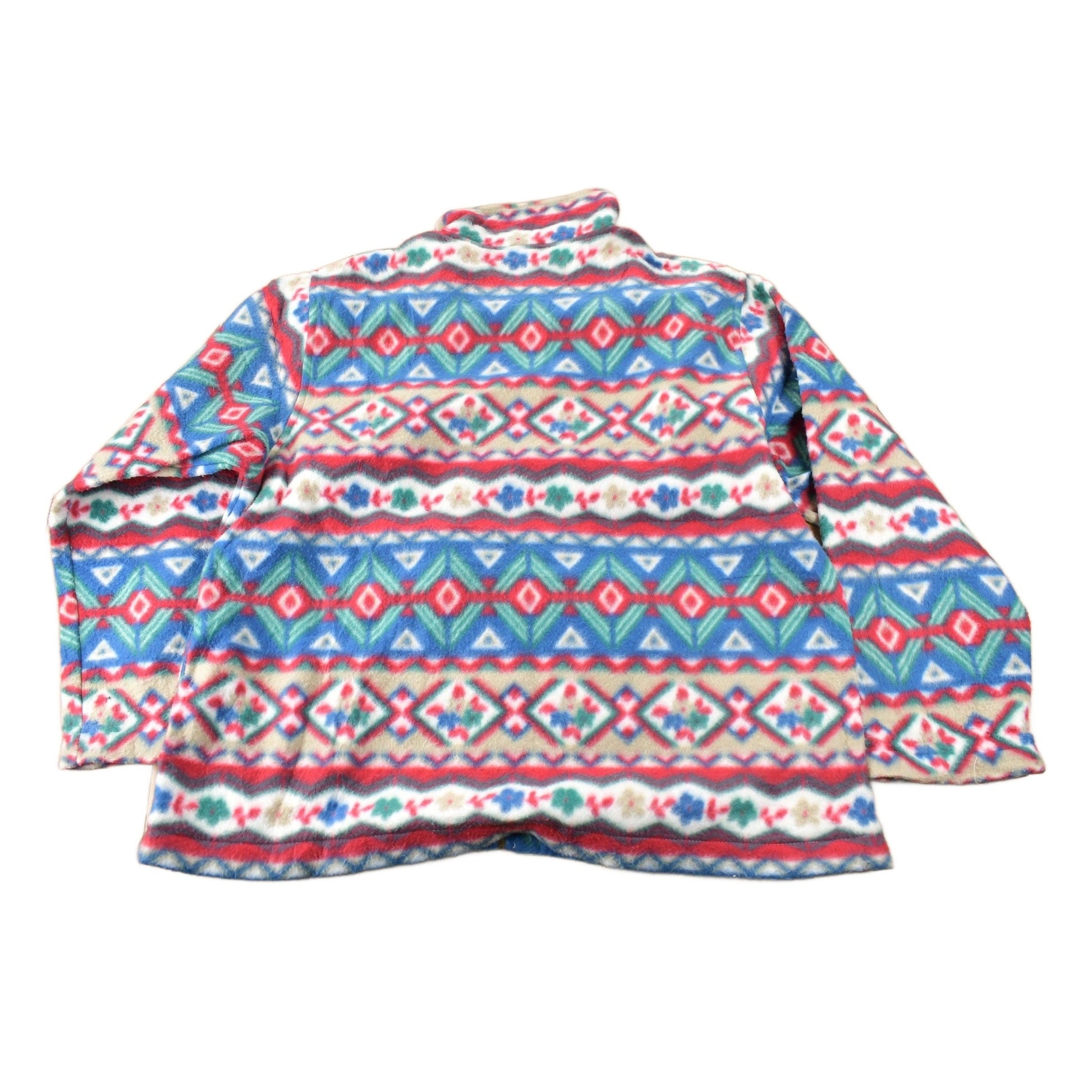 Vintage 1990s Alfred Dunner All Over Print Zip Up Fleece Sweater Size Woman's Medium from propervintagecanada