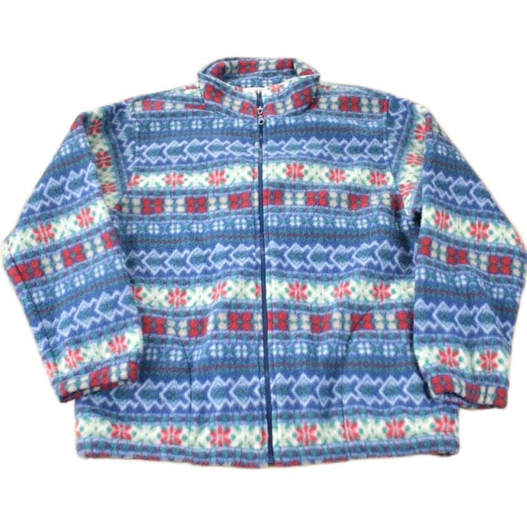 Vintage 1990s Alfred Dunner All Over Print Zip Up Fleece Sweater Size Woman's PS from propervintagecanada