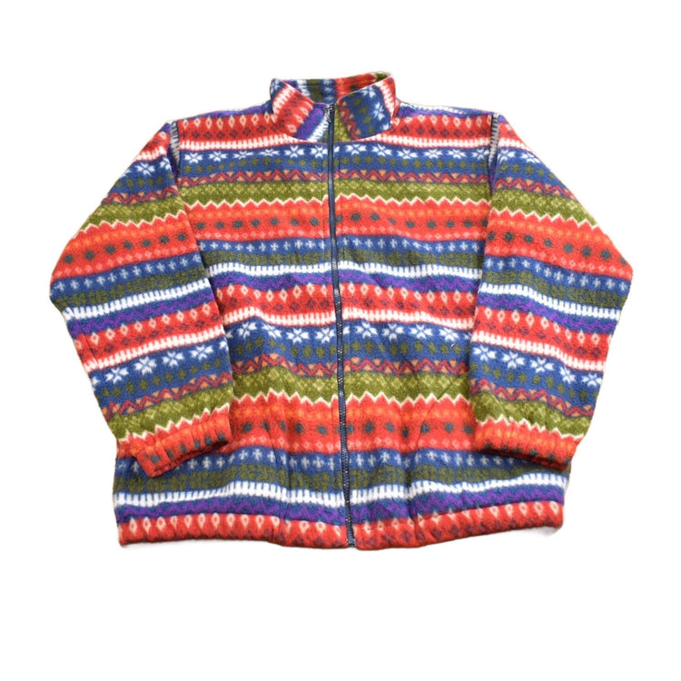 Vintage 1990s Alfred Dunner Colorful Abstract Pattern Full Zip Fleece Sweater from propervintagecanada