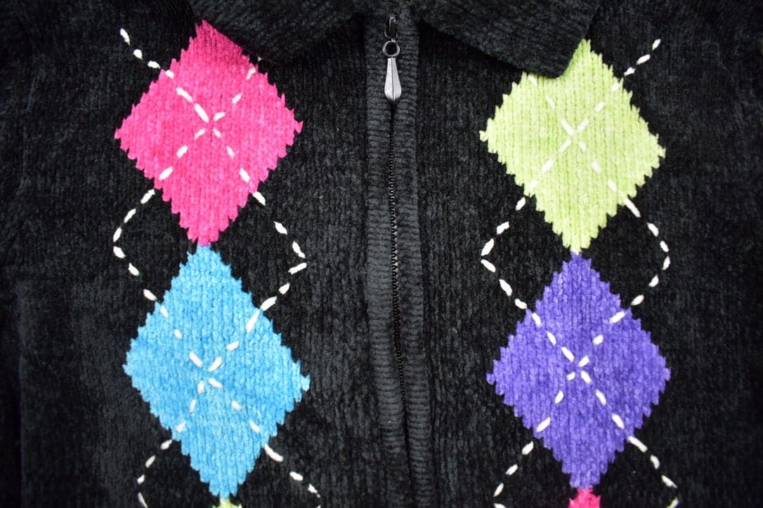 Vintage 1990s Alfred Dunner Zip Up Fleece Sweater Men's Medium from propervintagecanada