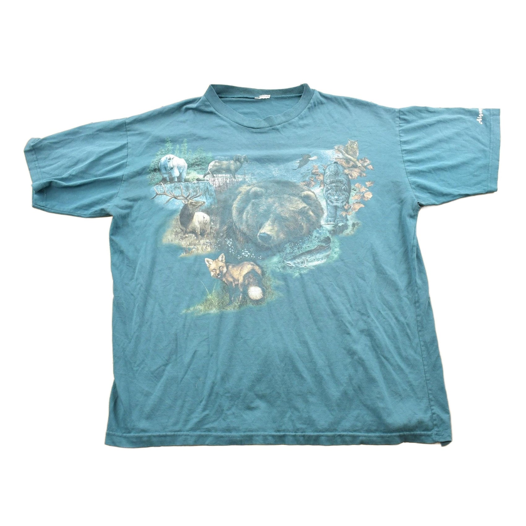 Vintage 1990s Algonquin Fox And Bear Theme Graphic T-Shirt Men's XL from propervintagecanada
