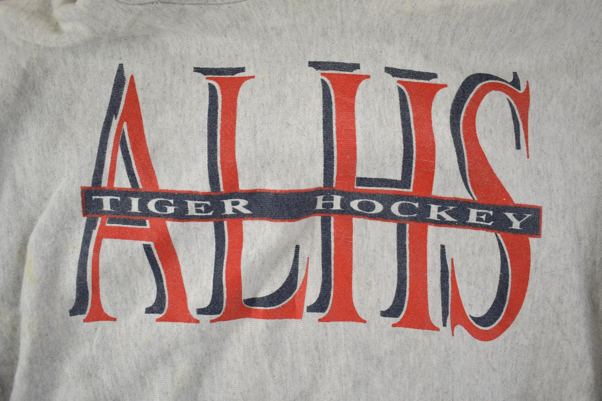 Vintage 1990s ALHS Tigers Hockey Reverse Grain University Collegiate Heavyweight Hoodie Men's Large from propervintagecanada