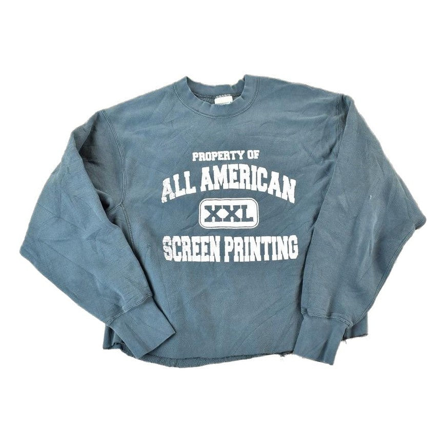 Vintage 1990s All American Screen Printing Cropped Heavyweight Souvenir Crewneck Sweatshirt Women's Cropped M from propervintagecanada