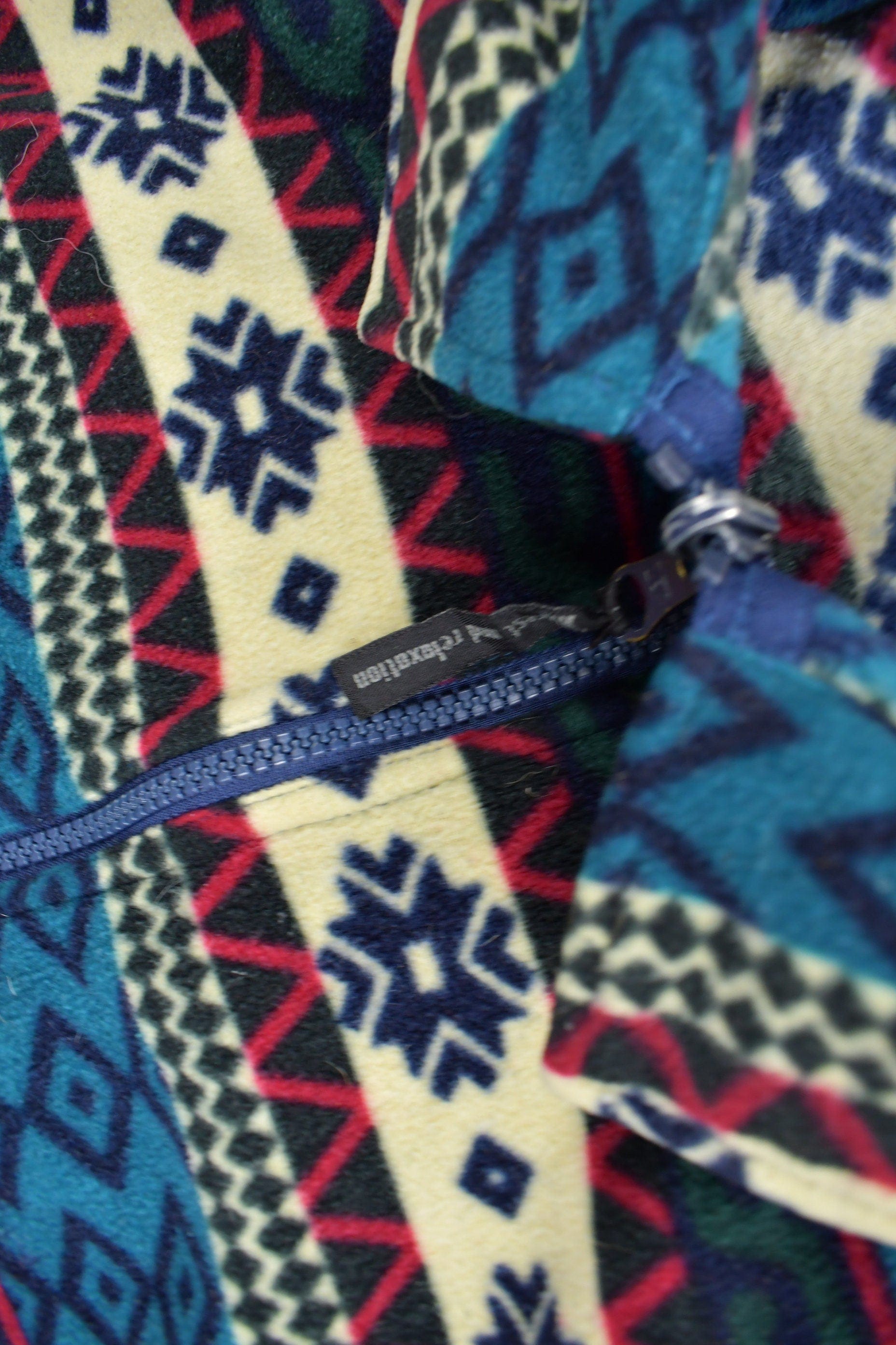 Vintage 1990s All Over Aztec Pattern Fleece Sweater Men's XL from propervintagecanada