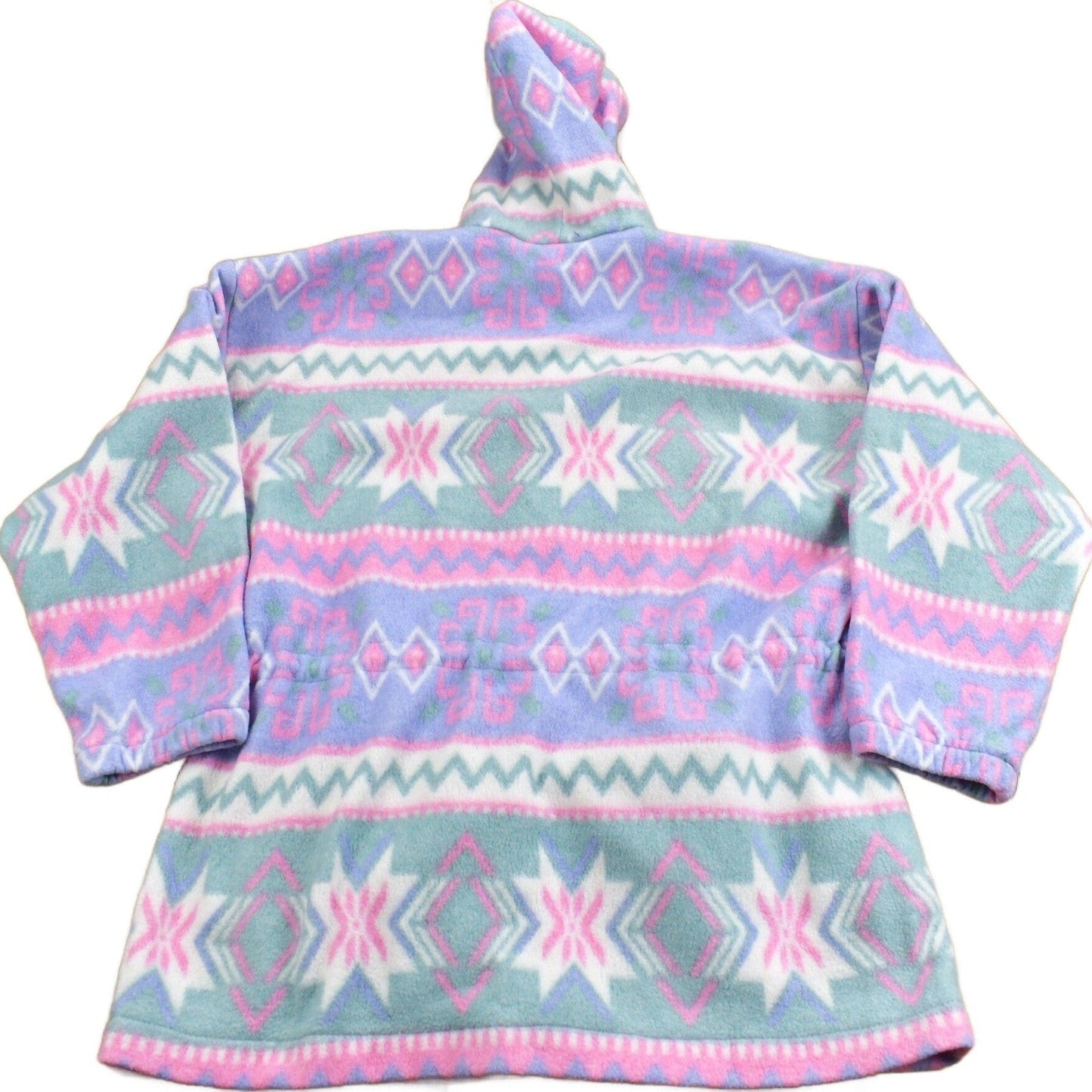Vintage 1990s All Over Pattern Hooded Fleece Sweater Women's L from propervintagecanada