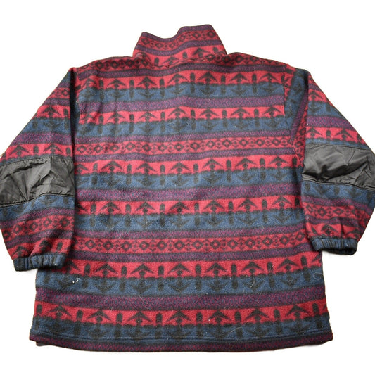 Vintage 1990s All Over Pattern Quarter Zip Fleece Sweater Men's XL from propervintagecanada
