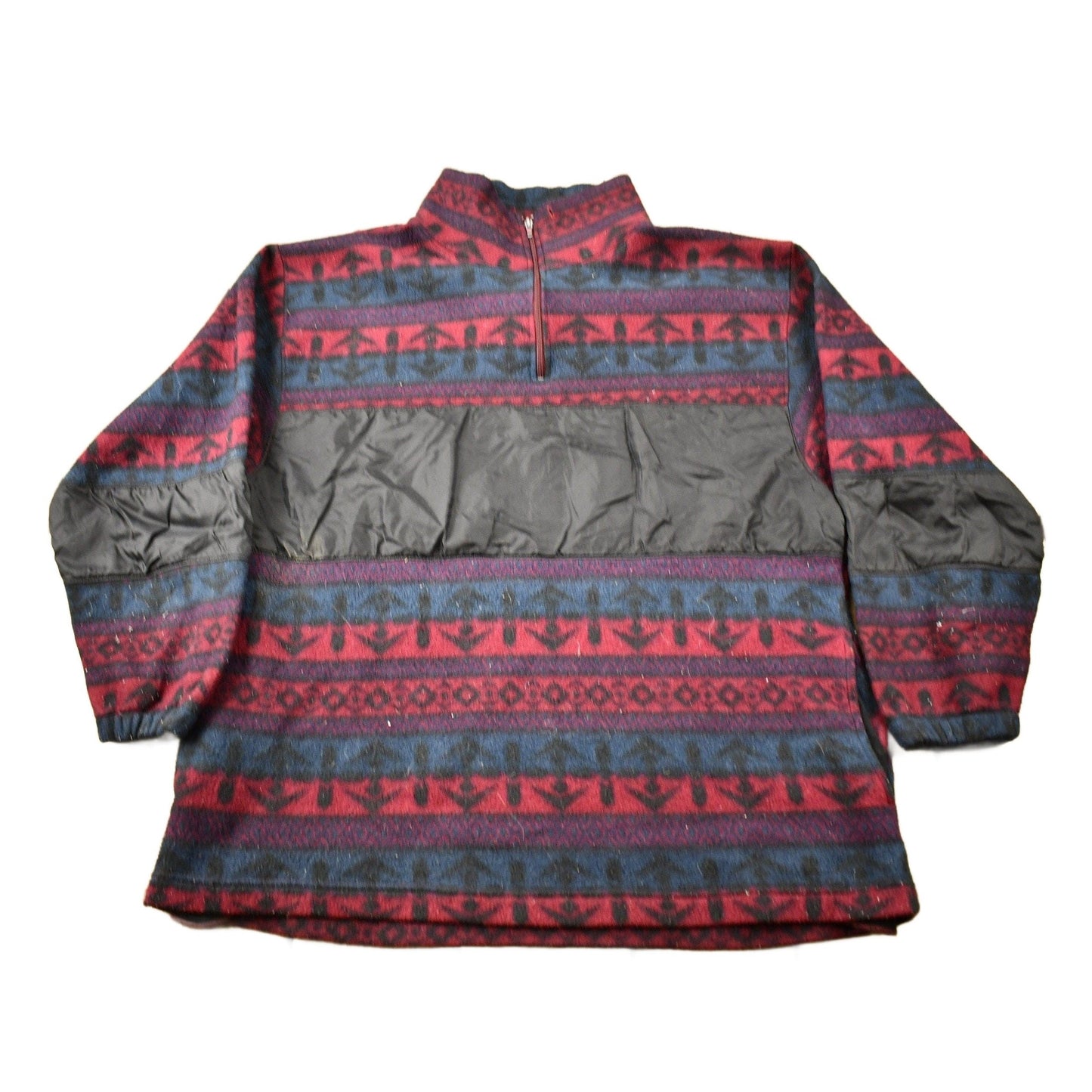 Vintage 1990s All Over Pattern Quarter Zip Fleece Sweater Men's XL from propervintagecanada