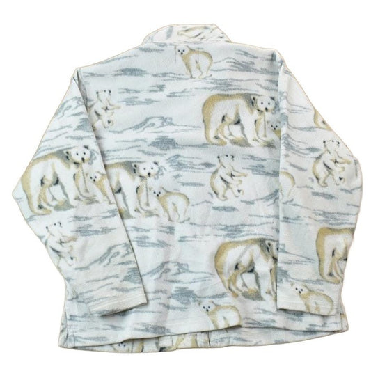 Vintage 1990s All Over Print Holiday Lodge Polar Bear Family Print Full Zip Fleece Sweater Men's XL from propervintagecanada