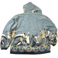 Vintage 1990s All Over Print Horses Medium Weight Fleece Hooded Zip Up Jacket Men's XL from propervintagecanada