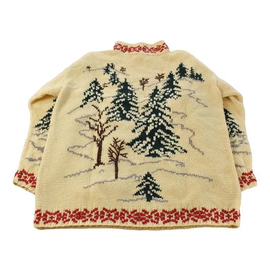 Vintage 1990s All Week Long Wool Mock Neck Winter Landscape Nordic Knit Sweater Men's M from propervintagecanada