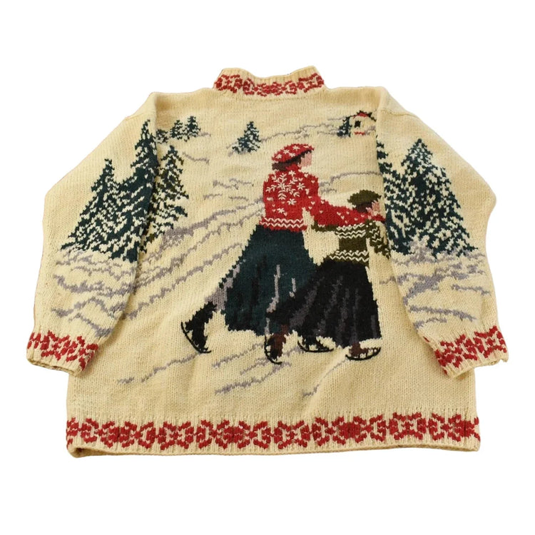 Vintage 1990s All Week Long Wool Mock Neck Winter Landscape Nordic Knit Sweater Men's M from propervintagecanada