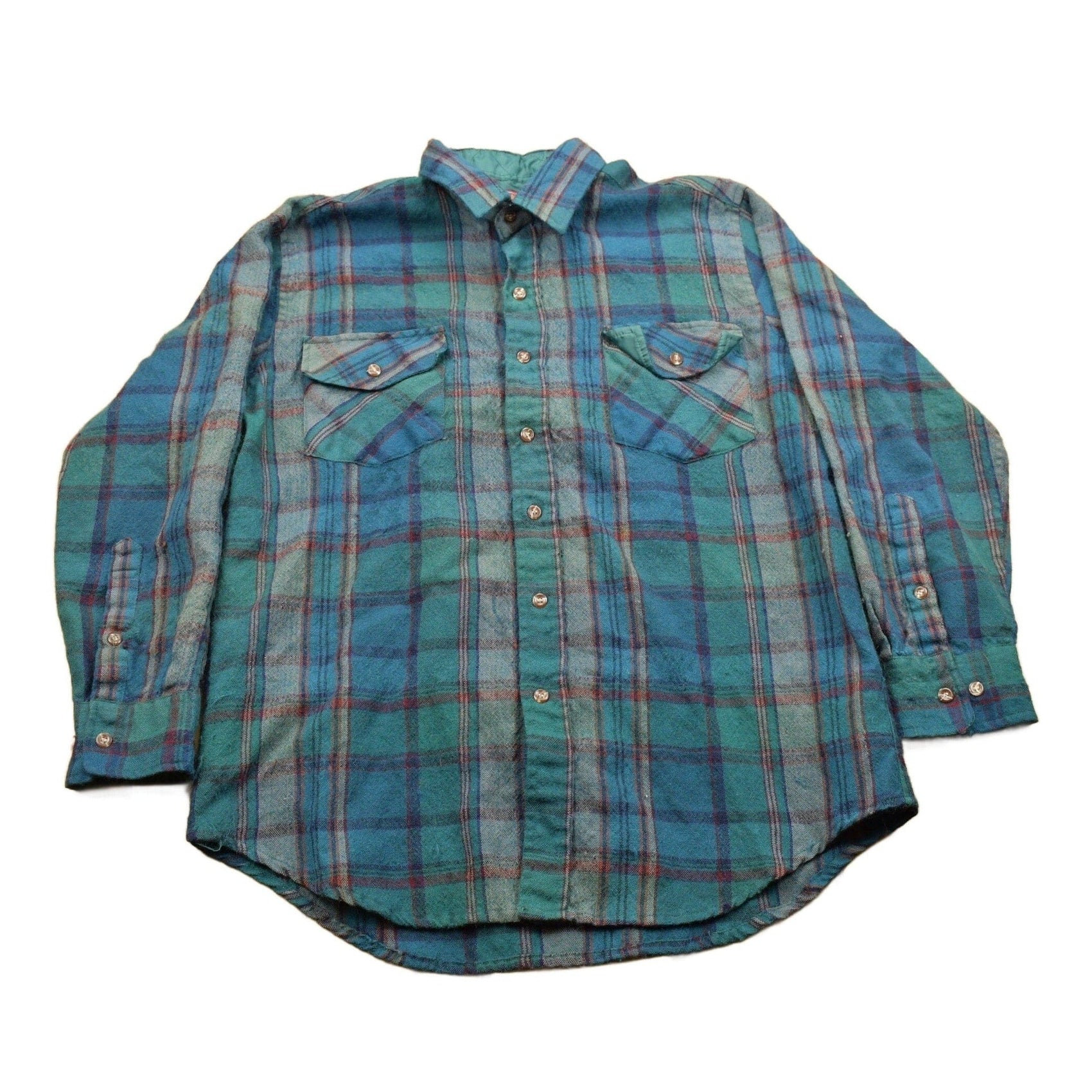 Vintage 1990s Allen Wickfield Plaid Wool Flannel Button Up Shirt Men's XL from propervintagecanada