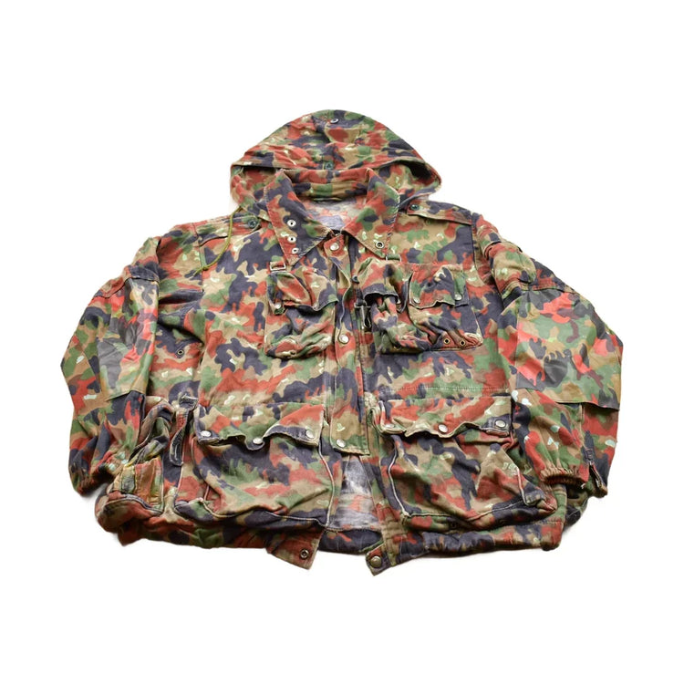 Vintage 1990s Alpenflage Camo Canvas Hooded Jacket from propervintagecanada