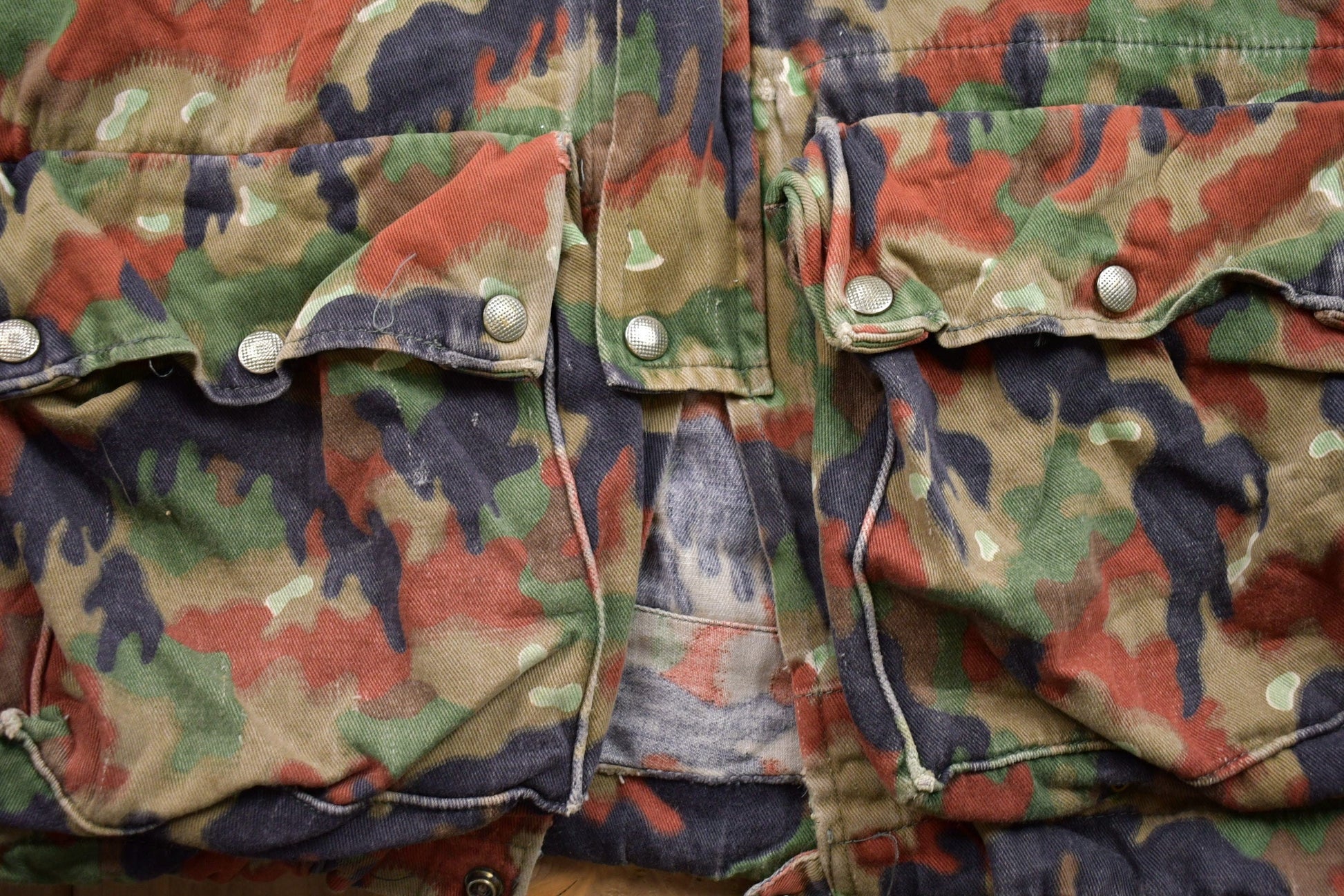 Vintage 1990s Alpenflage Camo Canvas Hooded Jacket from propervintagecanada