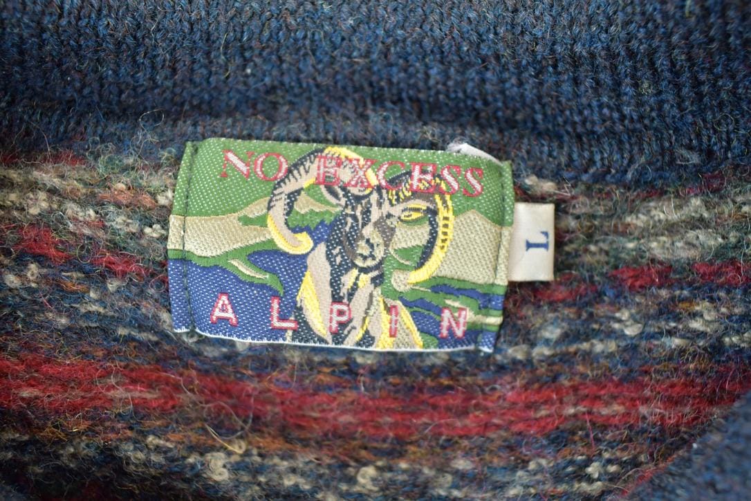 Vintage 1990s Alpin Wool Knit 3 BUtton Sweater Men's Large from propervintagecanada